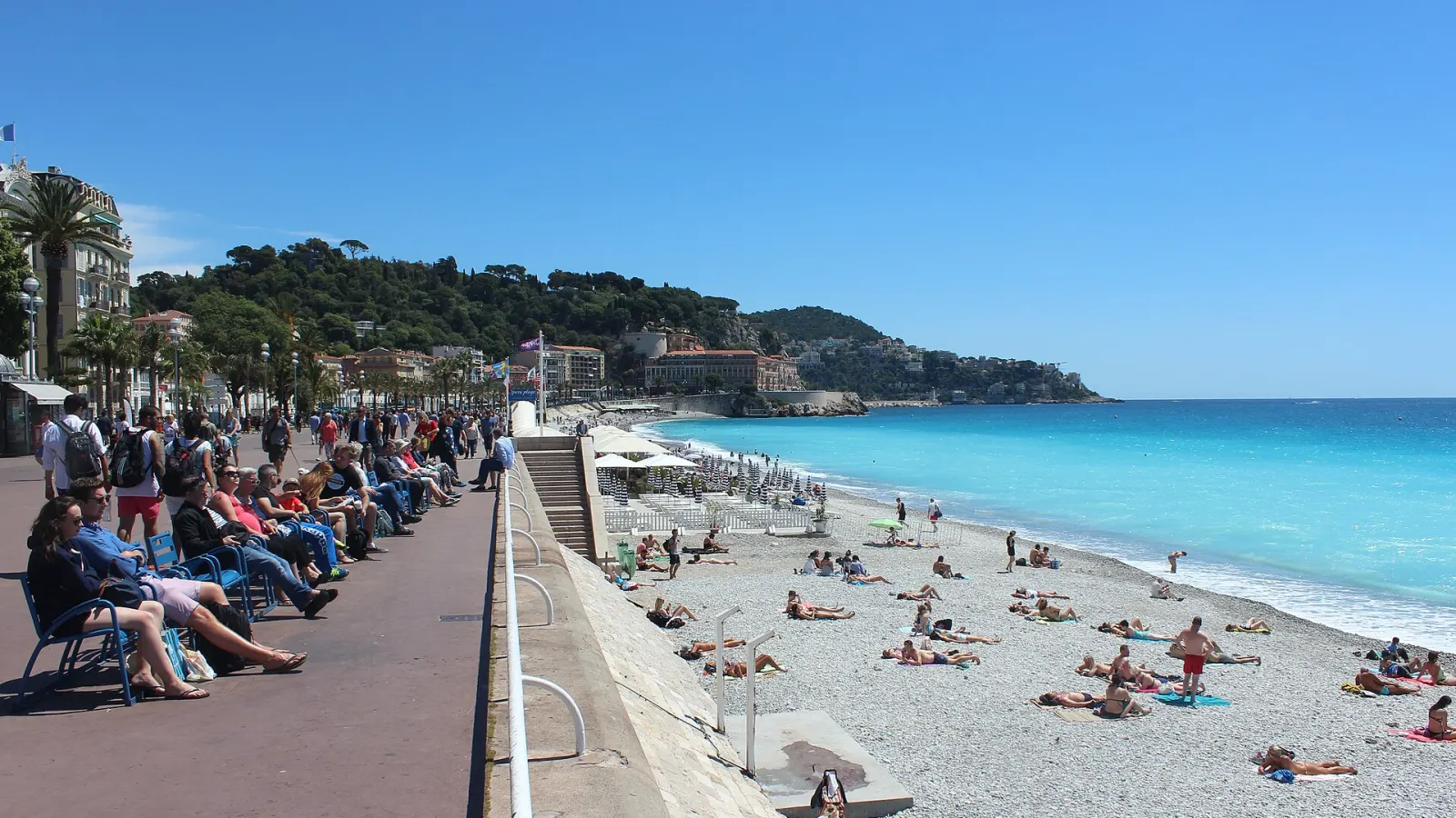 Promenade des Anglais à Nice, zone d’intervention d’Anegnet Services pour le nettoyage professionnel